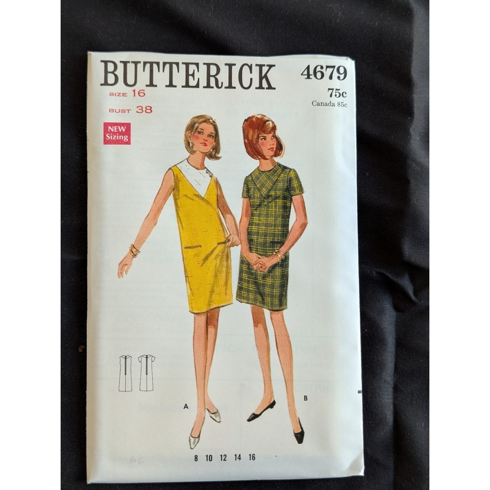 VTG 1968 Butterick 4679 Uncut Dress Size 16 Bust 38 Mod Retro Sewing Pattern
